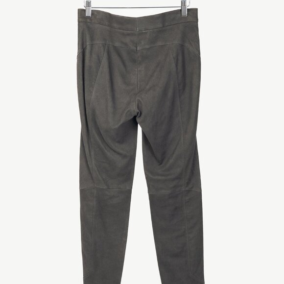 Brunello Cucinelli Grey Leather Panelled Skinny Pants - Picture 2 of 9